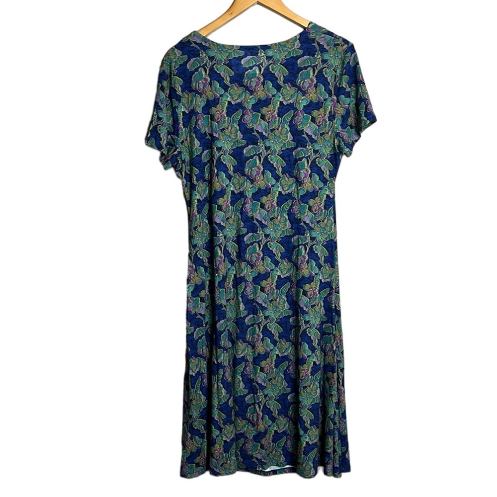 Blue Floral V-Neck Wrap Dress - Women - Picture 5 of 11